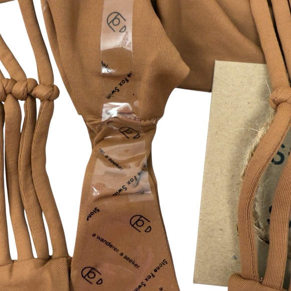 Stone Fox Swim Simone Bikini Bottom Cheeky High Hip Strappy Rawhide Brown XL - Picture 5 of 9